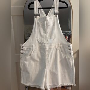 J.Crew White denim overalls shorts
